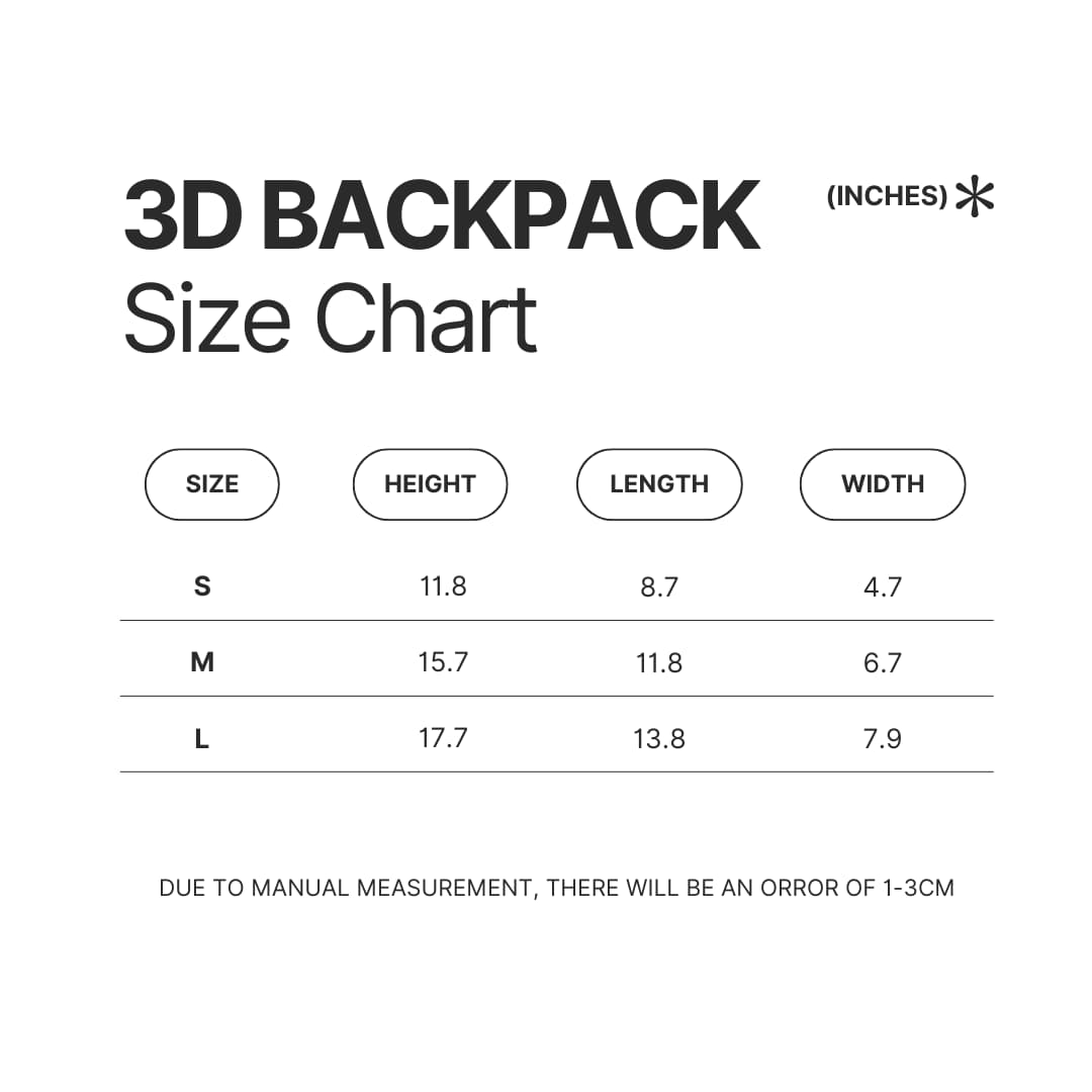 3D Backpack Size Chart - Bocchi The Rock Store