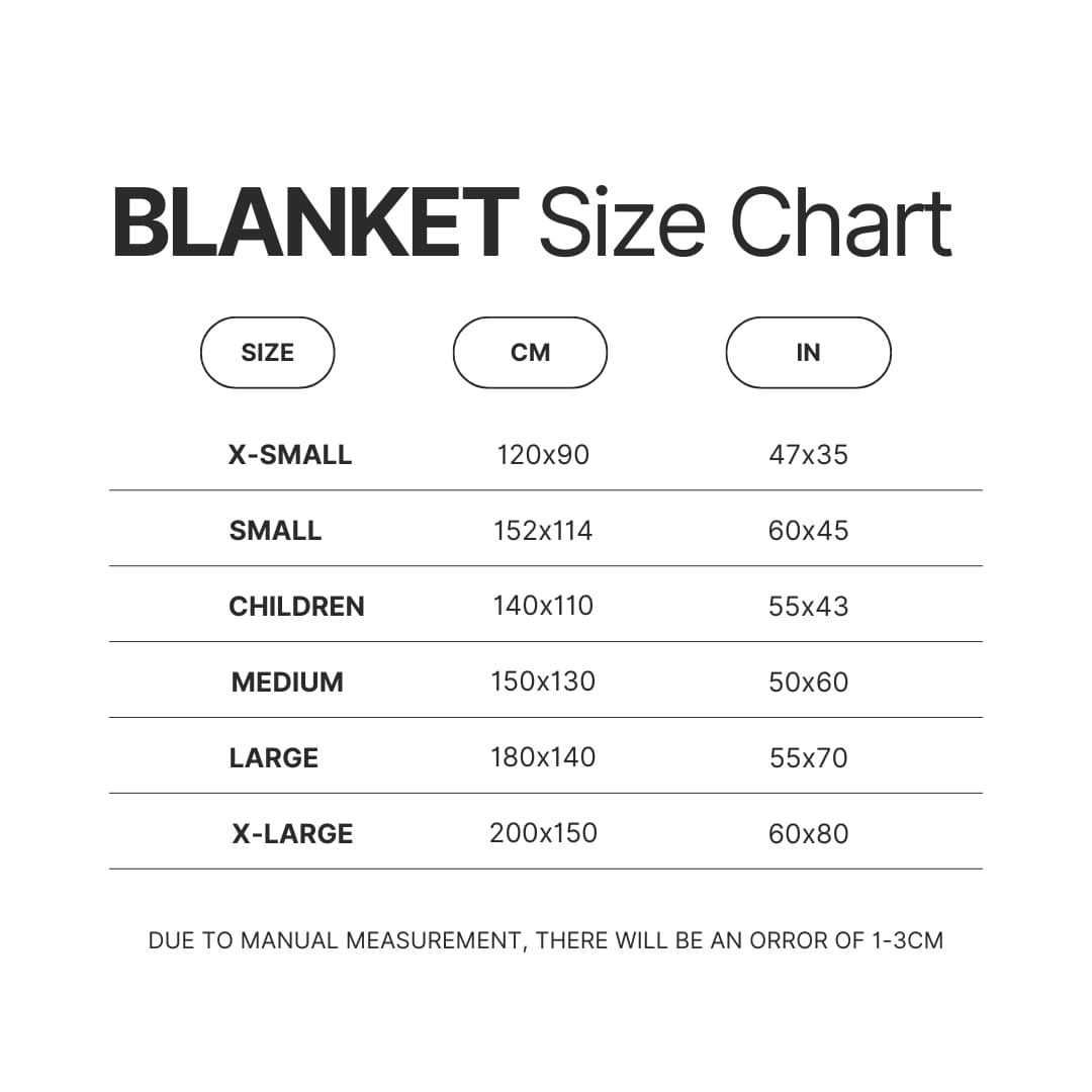 Blanket Size Chart - Bocchi The Rock Store